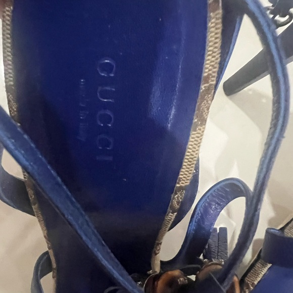 Gucci Blue Leather Strappy Heels - Picture 3 of 11